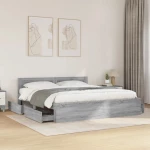 vidaXL Πλαίσιο Κρεβατιού με Κεφαλάρι Γκρι Sonoma 200x200εκ. Επεξ. Ξύλο