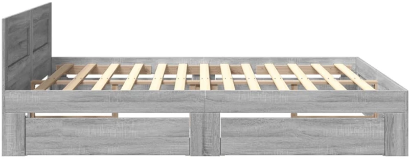 vidaXL Πλαίσιο Κρεβατιού με Κεφαλάρι Γκρι Sonoma 200x200εκ. Επεξ. Ξύλο