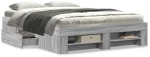 vidaXL Πλαίσιο Κρεβατιού Γκρι Sonoma 135x190 εκ. Επεξεργασμένο Ξύλο