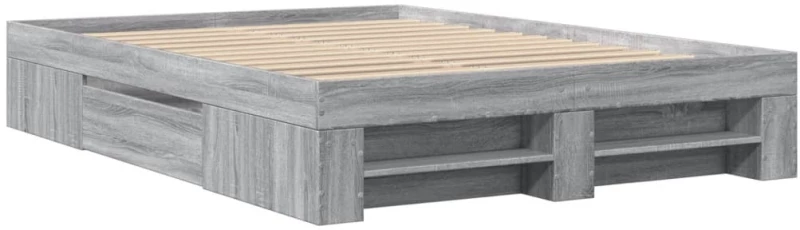 vidaXL Πλαίσιο Κρεβατιού Γκρι Sonoma 135x190 εκ. Επεξεργασμένο Ξύλο