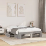 vidaXL Πλαίσιο Κρεβατιού Γκρι Sonoma 135x190 εκ. Επεξεργασμένο Ξύλο