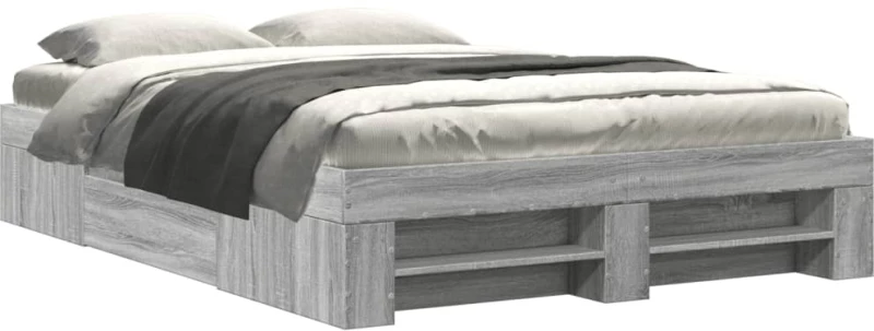 vidaXL Πλαίσιο Κρεβατιού Γκρι Sonoma 135x190 εκ. Επεξεργασμένο Ξύλο