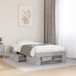 vidaXL Πλαίσιο Κρεβατιού Γκρι Σκυροδέματος 75 x 190 εκ. Επεξεργ. Ξύλο