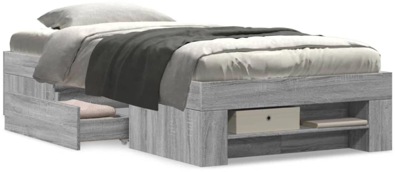 vidaXL Πλαίσιο Κρεβατιού Γκρι Sonoma 75x190 εκ. Επεξεργασμένο Ξύλο