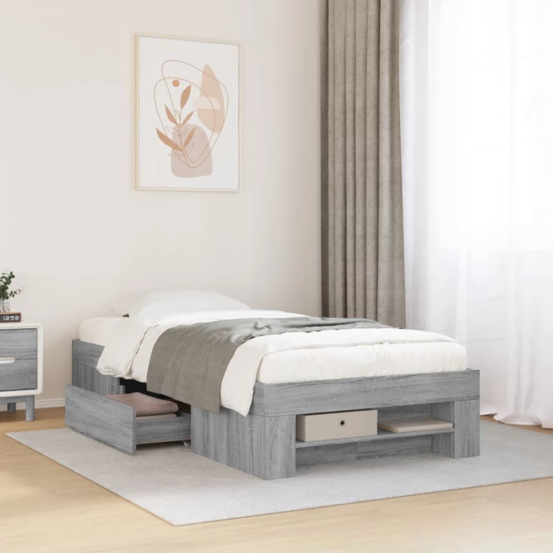 vidaXL Πλαίσιο Κρεβατιού Γκρι Sonoma 75x190 εκ. Επεξεργασμένο Ξύλο