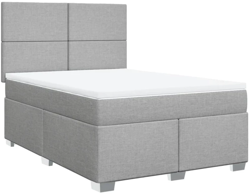 vidaXL Κρεβάτι Boxspring με Στρώμα Ανοιχτό Γκρι 140x200 εκ. Υφασμάτινο