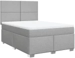 vidaXL Κρεβάτι Boxspring με Στρώμα Ανοιχτό Γκρι 140x200 εκ. Υφασμάτινο
