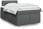 vidaXL Κρεβάτι Boxspring με Στρώμα Σκούρο Γκρι 120x200 εκ. Υφασμάτινο