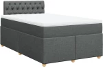 vidaXL Κρεβάτι Boxspring με Στρώμα Σκούρο Γκρι 120x200 εκ. Υφασμάτινο