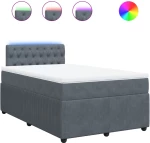 vidaXL Κρεβάτι Boxspring με Στρώμα Σκούρο Γκρι 120x200 εκ. Βελούδινο