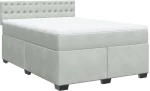 vidaXL Κρεβάτι Boxspring με Στρώμα Ανοιχτό Γκρι 160x200 εκ. Βελούδινο