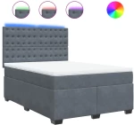 vidaXL Κρεβάτι Boxspring με Στρώμα Σκούρο Γκρι 140x200 εκ. Βελούδινο