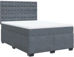 vidaXL Κρεβάτι Boxspring με Στρώμα Σκούρο Γκρι 140x200 εκ. Βελούδινο