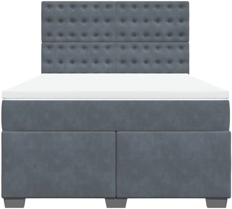 vidaXL Κρεβάτι Boxspring με Στρώμα Σκούρο Γκρι 140x200 εκ. Βελούδινο