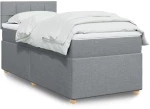 vidaXL Κρεβάτι Boxspring με Στρώμα Ανοιχτό Γκρι 90x190 εκ. Υφασμάτινο