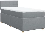 vidaXL Κρεβάτι Boxspring με Στρώμα Ανοιχτό Γκρι 90x190 εκ. Υφασμάτινο