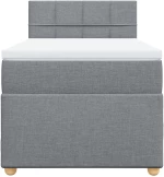 vidaXL Κρεβάτι Boxspring με Στρώμα Ανοιχτό Γκρι 90x190 εκ. Υφασμάτινο
