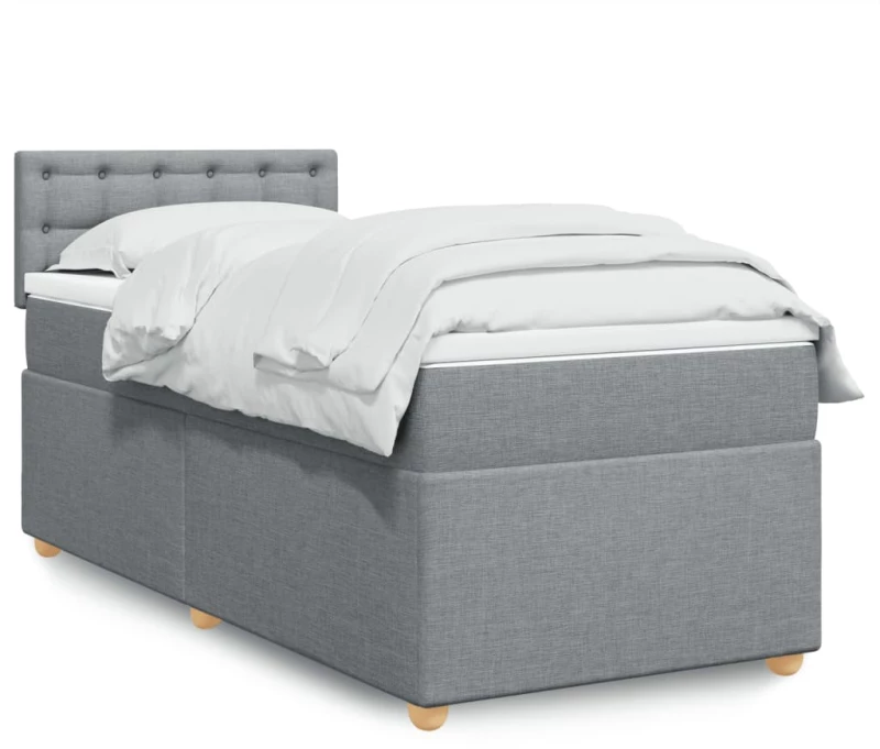 vidaXL Κρεβάτι Boxspring με Στρώμα Ανοιχτό Γκρι 100x200 εκ. Υφασμάτινο