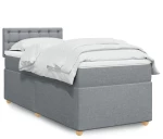 vidaXL Κρεβάτι Boxspring με Στρώμα Ανοιχτό Γκρι 100x200 εκ. Υφασμάτινο