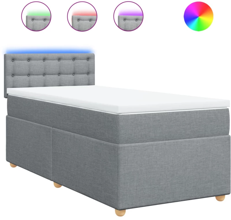 vidaXL Κρεβάτι Boxspring με Στρώμα Ανοιχτό Γκρι 100x200 εκ. Υφασμάτινο