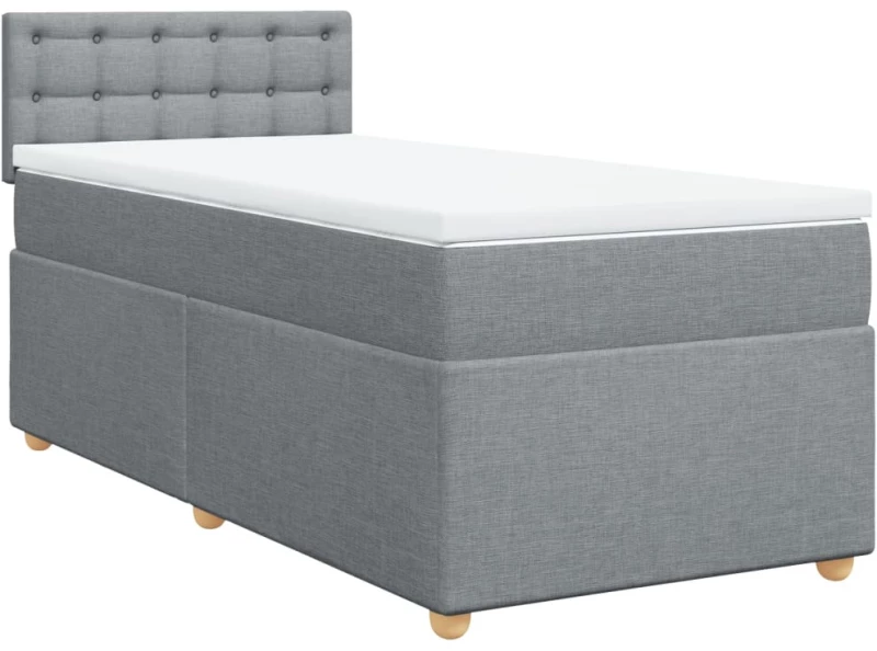 vidaXL Κρεβάτι Boxspring με Στρώμα Ανοιχτό Γκρι 100x200 εκ. Υφασμάτινο