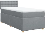 vidaXL Κρεβάτι Boxspring με Στρώμα Ανοιχτό Γκρι 100x200 εκ. Υφασμάτινο