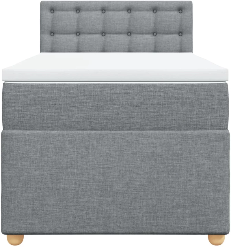 vidaXL Κρεβάτι Boxspring με Στρώμα Ανοιχτό Γκρι 100x200 εκ. Υφασμάτινο