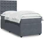 vidaXL Κρεβάτι Boxspring με Στρώμα Σκούρο Γκρι 90x200 εκ. Βελούδινο