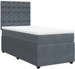 vidaXL Κρεβάτι Boxspring με Στρώμα Σκούρο Γκρι 90x200 εκ. Βελούδινο