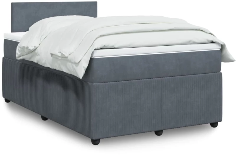 vidaXL Κρεβάτι Boxspring με Στρώμα Σκούρο Γκρι 120x200 εκ. Βελούδινο