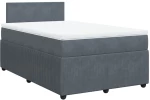 vidaXL Κρεβάτι Boxspring με Στρώμα Σκούρο Γκρι 120x200 εκ. Βελούδινο