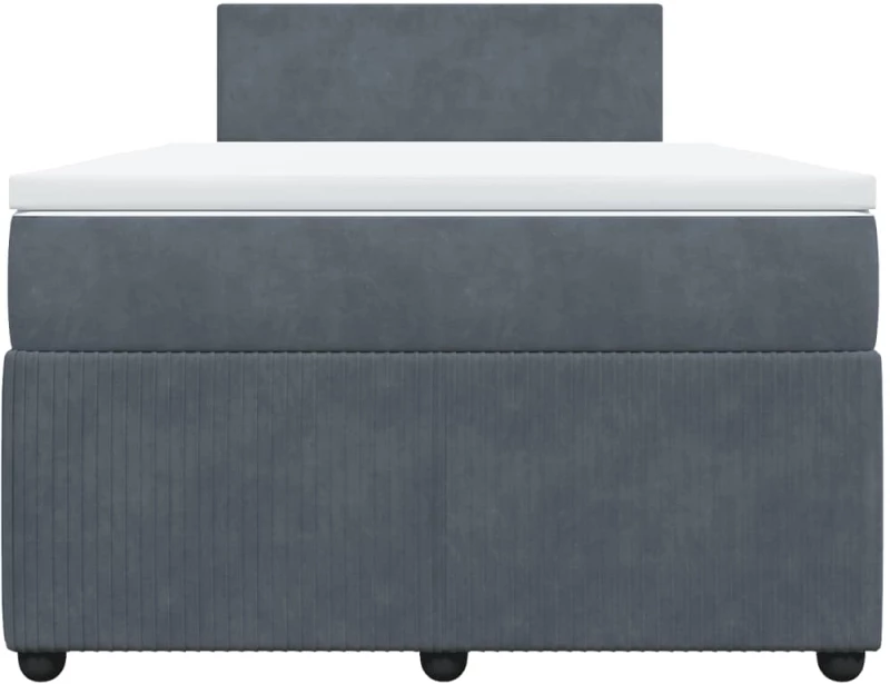 vidaXL Κρεβάτι Boxspring με Στρώμα Σκούρο Γκρι 120x200 εκ. Βελούδινο