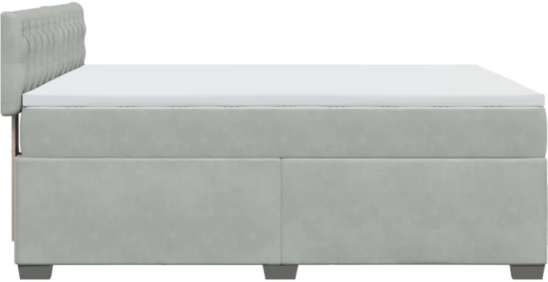 vidaXL Κρεβάτι Boxspring με Στρώμα Ανοιχτό Γκρι 160x200 εκ. Βελούδινο