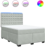 vidaXL Κρεβάτι Boxspring με Στρώμα Ανοιχτό Γκρι 160x200 εκ. Βελούδινο
