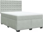 vidaXL Κρεβάτι Boxspring με Στρώμα Ανοιχτό Γκρι 160x200 εκ. Βελούδινο