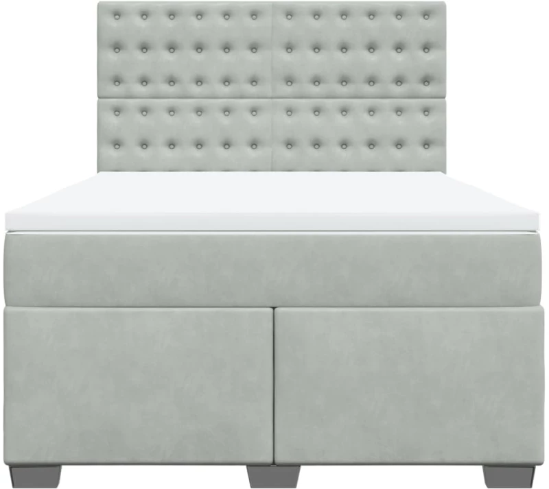 vidaXL Κρεβάτι Boxspring με Στρώμα Ανοιχτό Γκρι 160x200 εκ. Βελούδινο