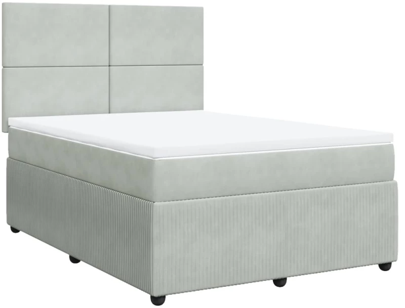 vidaXL Κρεβάτι Boxspring με Στρώμα Ανοιχτό Γκρι 140x200 εκ. Βελούδινο