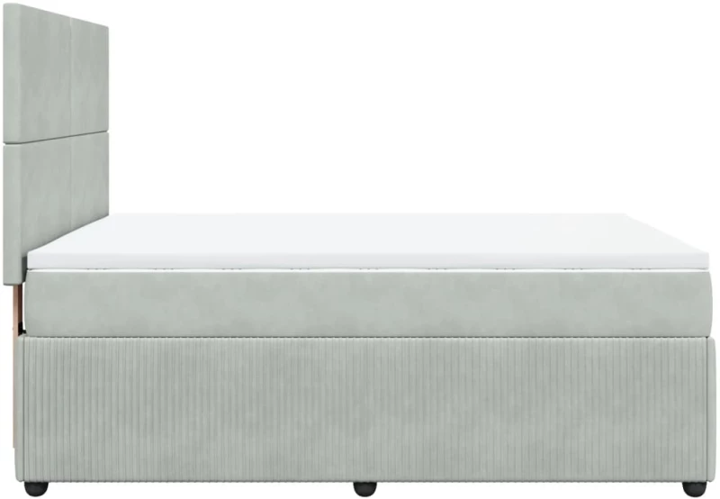 vidaXL Κρεβάτι Boxspring με Στρώμα Ανοιχτό Γκρι 140x200 εκ. Βελούδινο