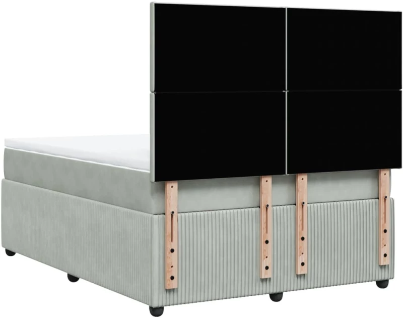 vidaXL Κρεβάτι Boxspring με Στρώμα Ανοιχτό Γκρι 140x200 εκ. Βελούδινο