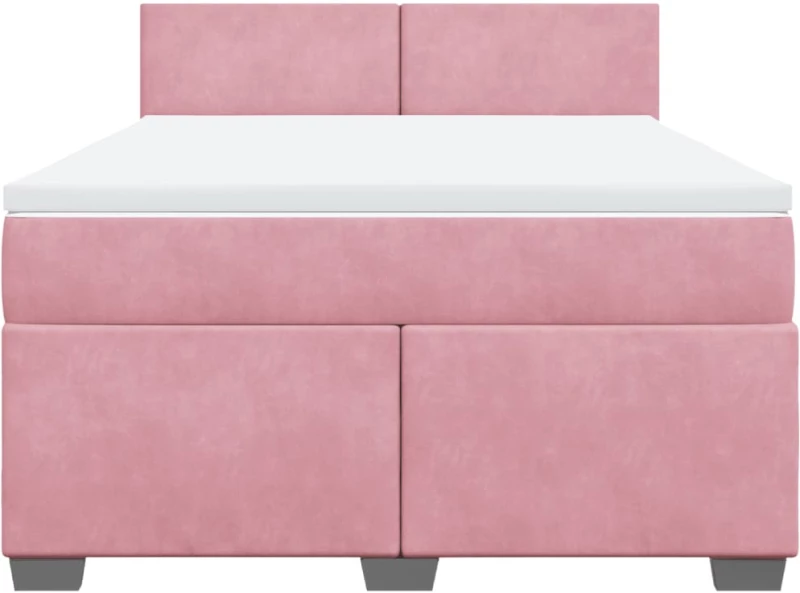 vidaXL Κρεβάτι Boxspring με Στρώμα Σκούρο Ροζ 140x200 εκ. Βελούδινο