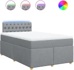 vidaXL Κρεβάτι Boxspring με Στρώμα Ανοιχτό Γκρι 120x200 εκ. Υφασμάτινο