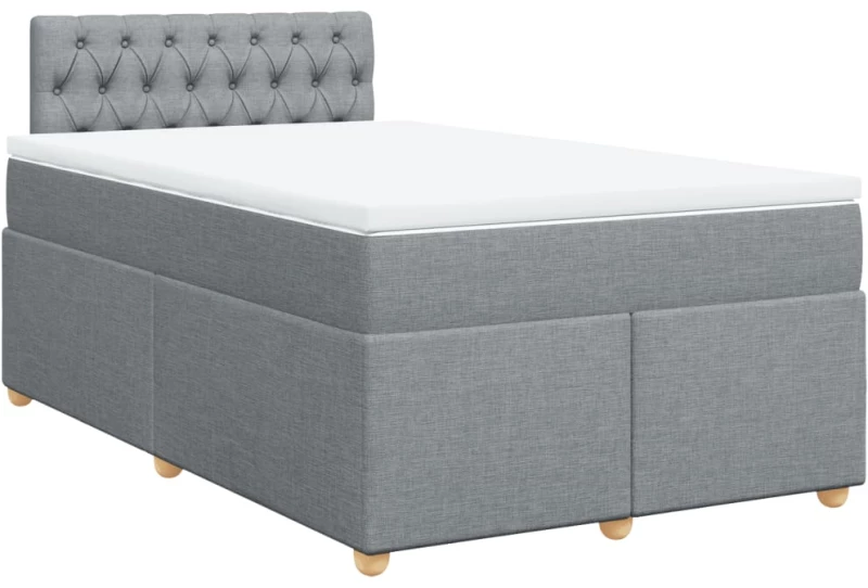 vidaXL Κρεβάτι Boxspring με Στρώμα Ανοιχτό Γκρι 120x200 εκ. Υφασμάτινο