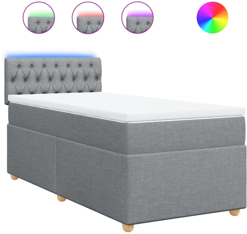 vidaXL Κρεβάτι Boxspring με Στρώμα Ανοιχτό Γκρι 100x200 εκ. Υφασμάτινο