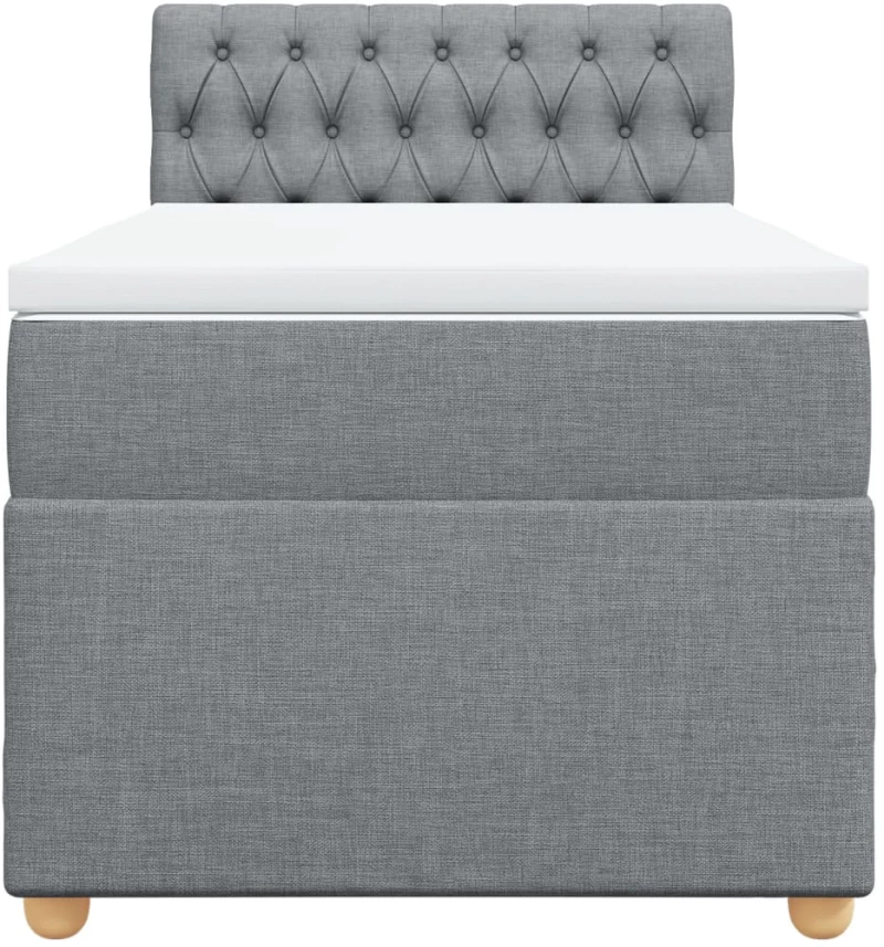 vidaXL Κρεβάτι Boxspring με Στρώμα Ανοιχτό Γκρι 100x200 εκ. Υφασμάτινο
