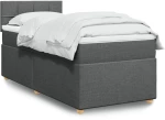 vidaXL Κρεβάτι Boxspring με Στρώμα Σκούρο Γκρι 90x200 εκ. Υφασμάτινο
