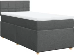 vidaXL Κρεβάτι Boxspring με Στρώμα Σκούρο Γκρι 90x200 εκ. Υφασμάτινο