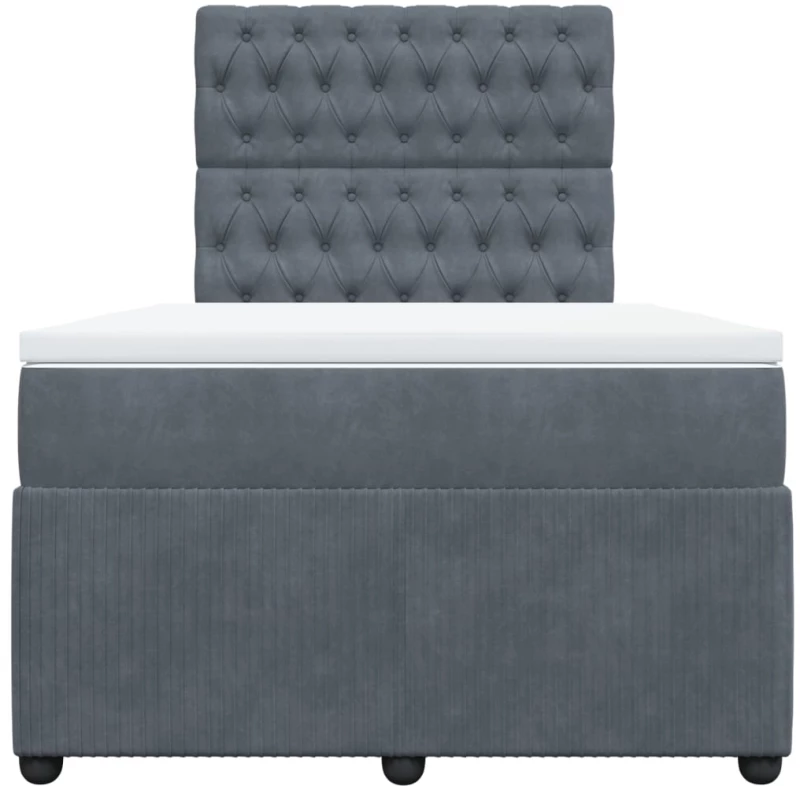 vidaXL Κρεβάτι Boxspring με Στρώμα Σκούρο Γκρι 120x200 εκ. Βελούδινο