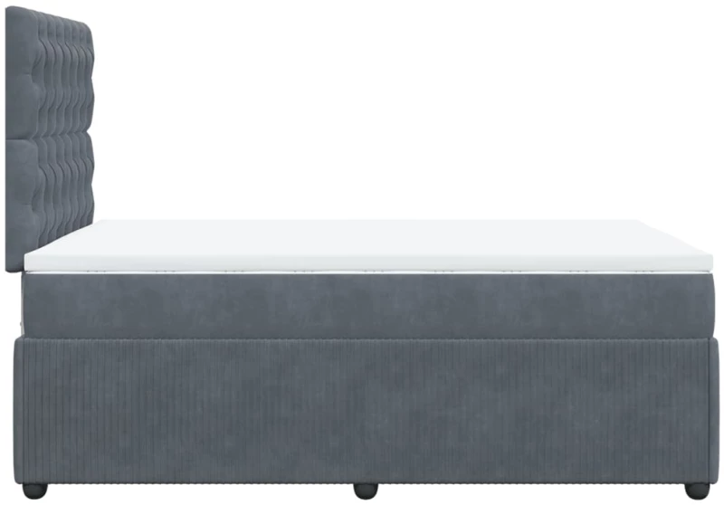 vidaXL Κρεβάτι Boxspring με Στρώμα Σκούρο Γκρι 120x200 εκ. Βελούδινο