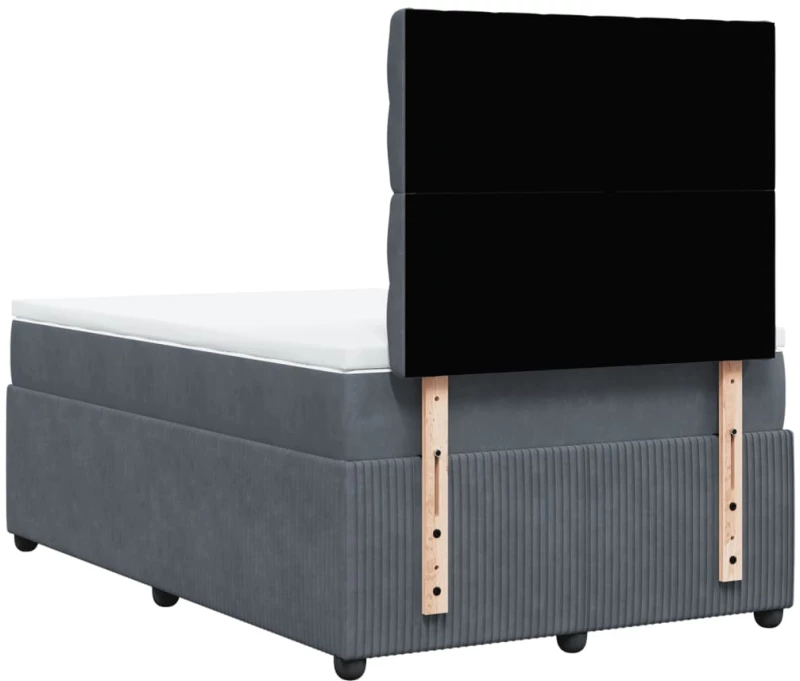 vidaXL Κρεβάτι Boxspring με Στρώμα Σκούρο Γκρι 120x200 εκ. Βελούδινο