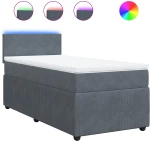 vidaXL Κρεβάτι Boxspring με Στρώμα Σκούρο Γκρι 90x200 εκ. Βελούδινο